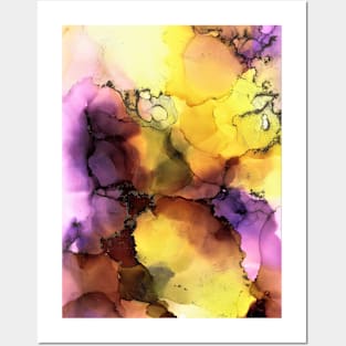 Yellow and Purple Abstract Art Posters and Art